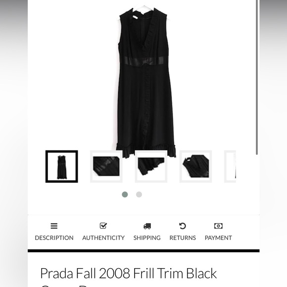 VTG PRADA FALL 2008 FRILL TRIM BLACK BOW CREPE DRESS - Picture 7 of 7